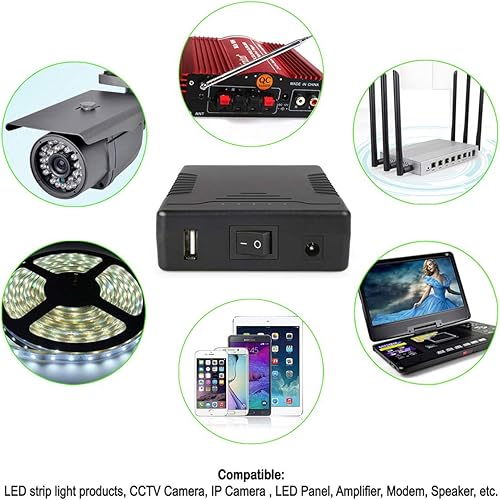 Miniatura 5 de Talentcell Rechargeable 12V 6000mAh/5V 12000mAh DC Output Lithium ion Battery Pack for LED Strip/CCTV Camera/Telescope/Modem and More, Portable