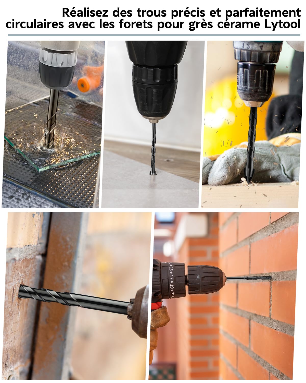 Lytool Mèche à Carrelage 10 Pièces Verre Céramique Tige Hexagonale
