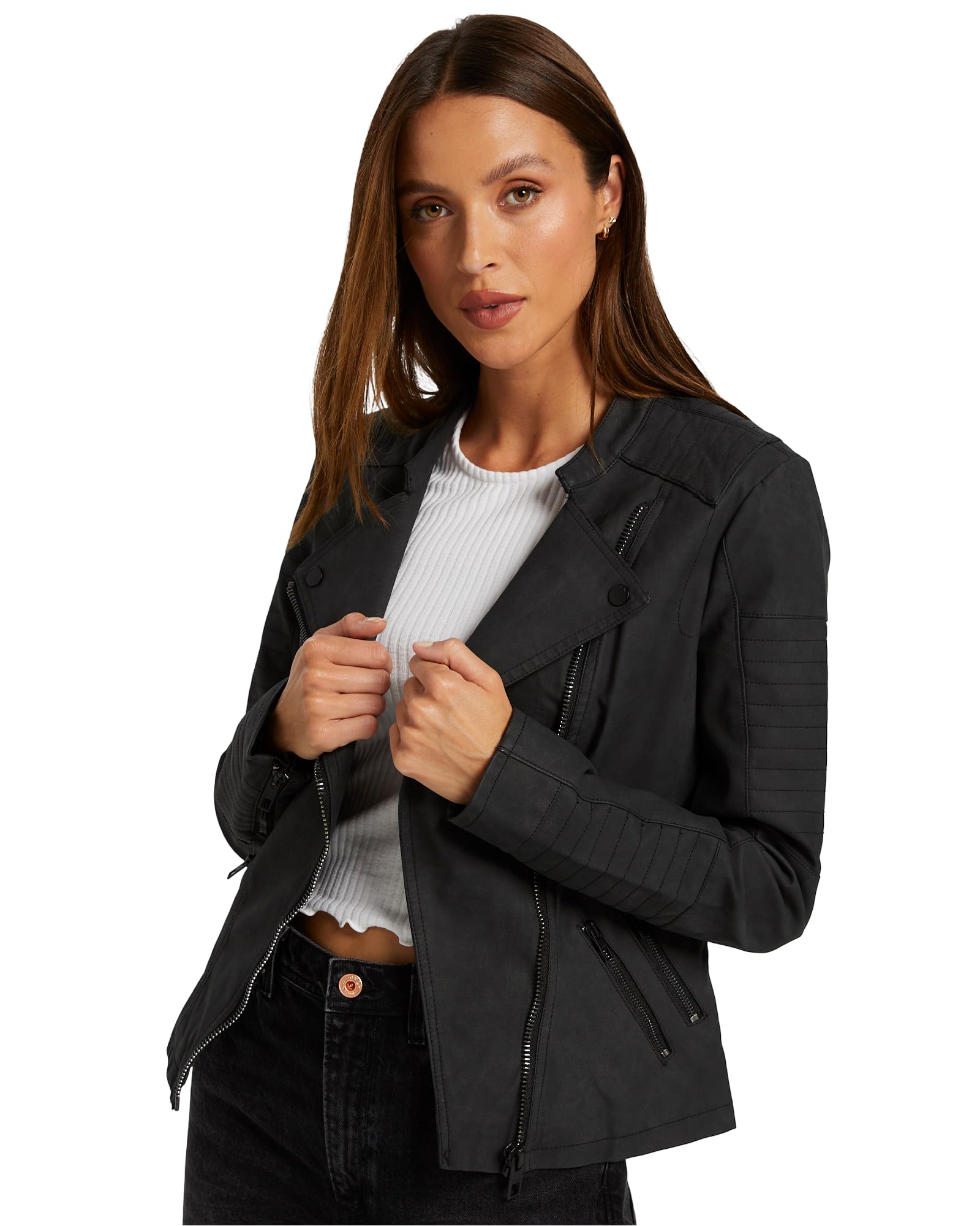 Women's Lava Faux Suede Biker Long Sleeve Jacket