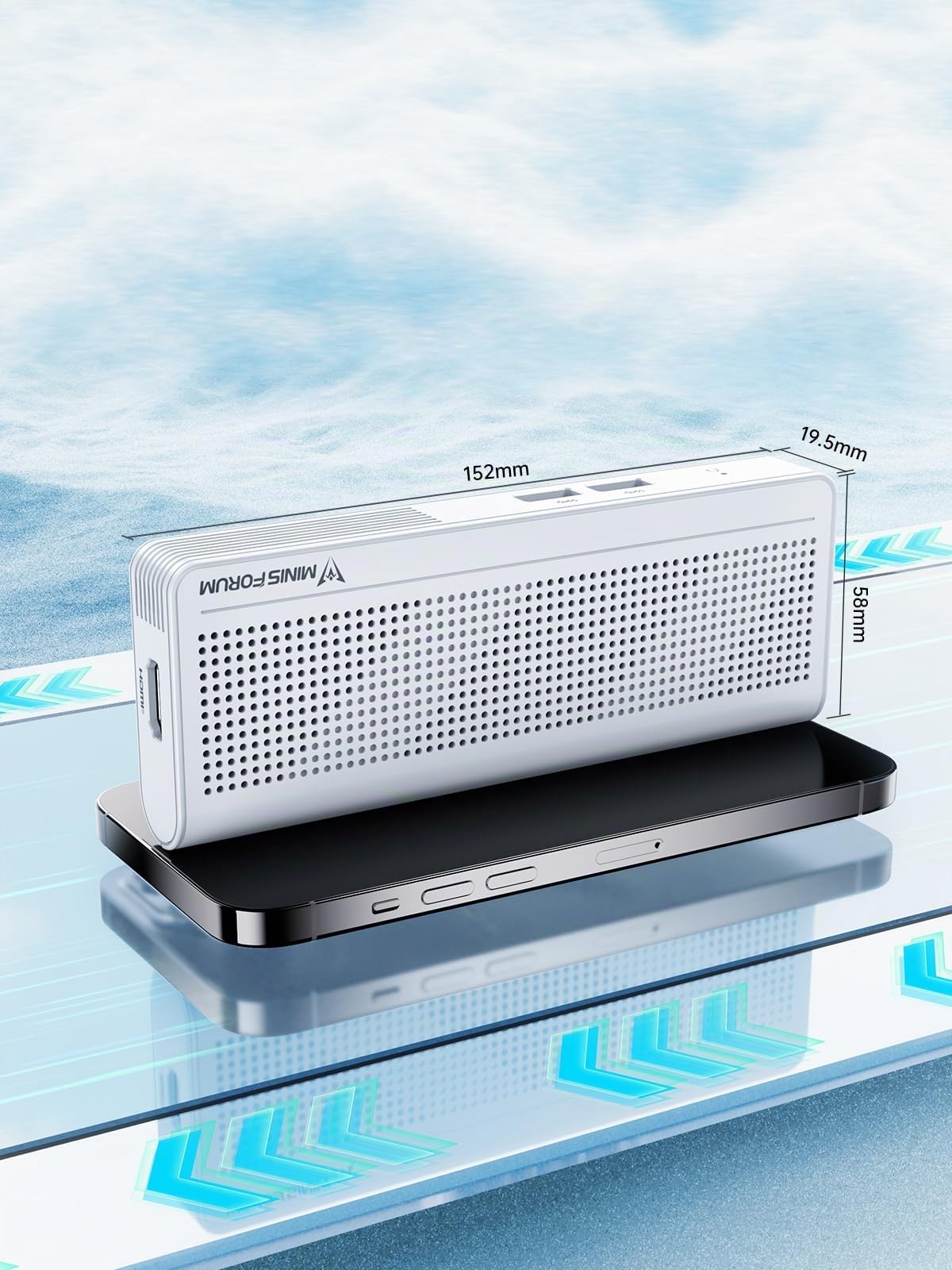 MINIS FORUM S100 Mini PC Stick, Intel Alder Lake-N100, 8 GB LPDDR5 RAM, UFS2.1 256 GB, Dual 4K Display, 2,5 G Ethernet, 2 x USB A, 1 x USB-C, professioneller PC für Digital Beschilderung