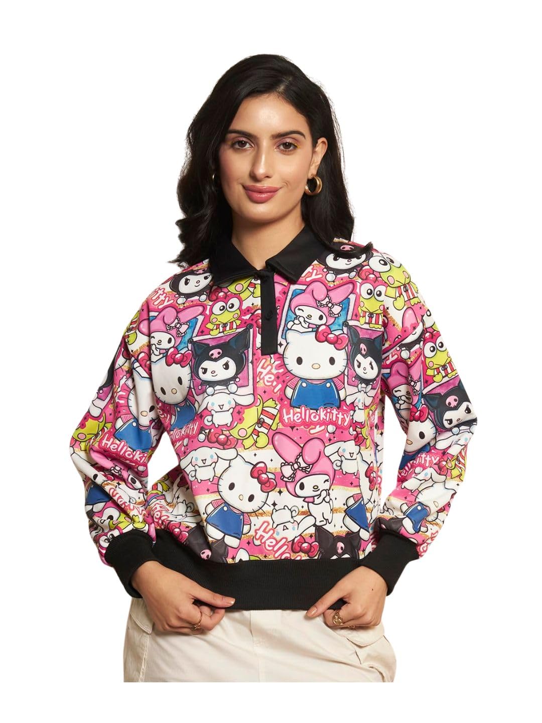 tandul Women Printed Multicolor Sweatshirt - Fleece Full Sleeve Fashion for Office, Casual, Festive & Party (12210)-picture-40
