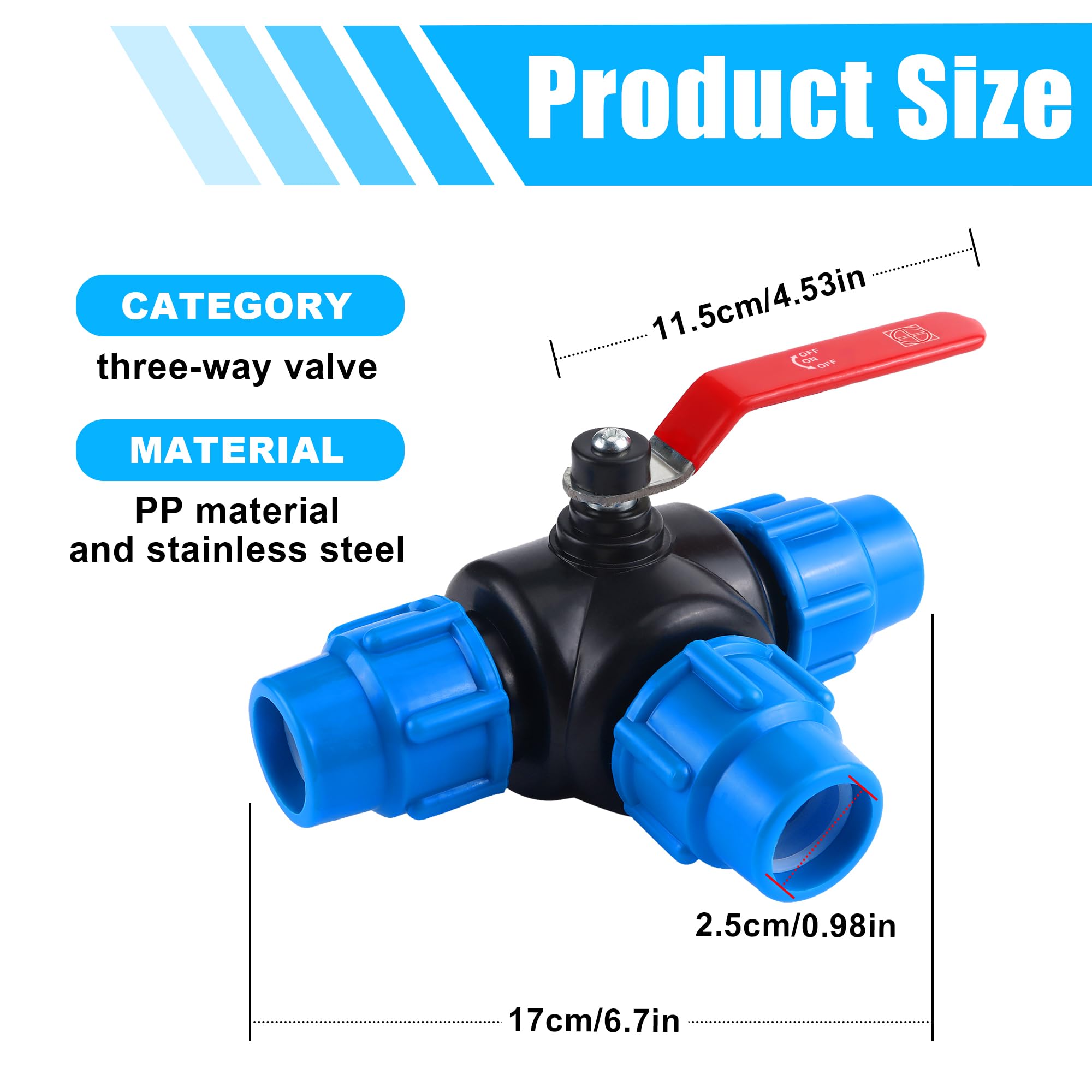 HWASH Valvola A 3 Vie, Connettore For Tubo Dell'acqua In PVC PE Da 20/25/32/40/50/63 Mm, Separatore Dell'acqua A 3 Vie, Rubinetto Da Giardino, Valvola Rapida In Plastica, Polivinilcloruro (PVC), 40mm