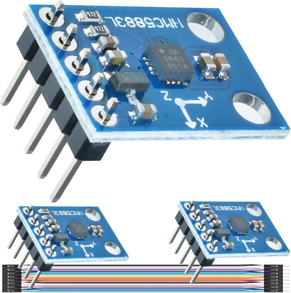 Three-axis magnetic sensor GY-273 QMC5883L HMC5883L Triple Axis Compass Magnetometer Sensor Module 3V-5V with dupont cable for Arduino,pack of 3