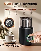 Vista 3 de Molinillo de café de hoja manos libres, molinillo de café inalámbrico con molienda ajustable 5-30S, seguridad de triple bloqueo y batería recargable