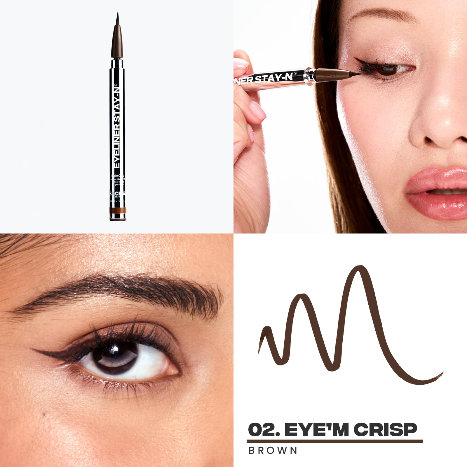 Sacheu Liquid Eyeliner STAY-N Long Wear Waterproof Eyeliner Pen with Ultra-Precise 360° Flexible Tip - Image 2