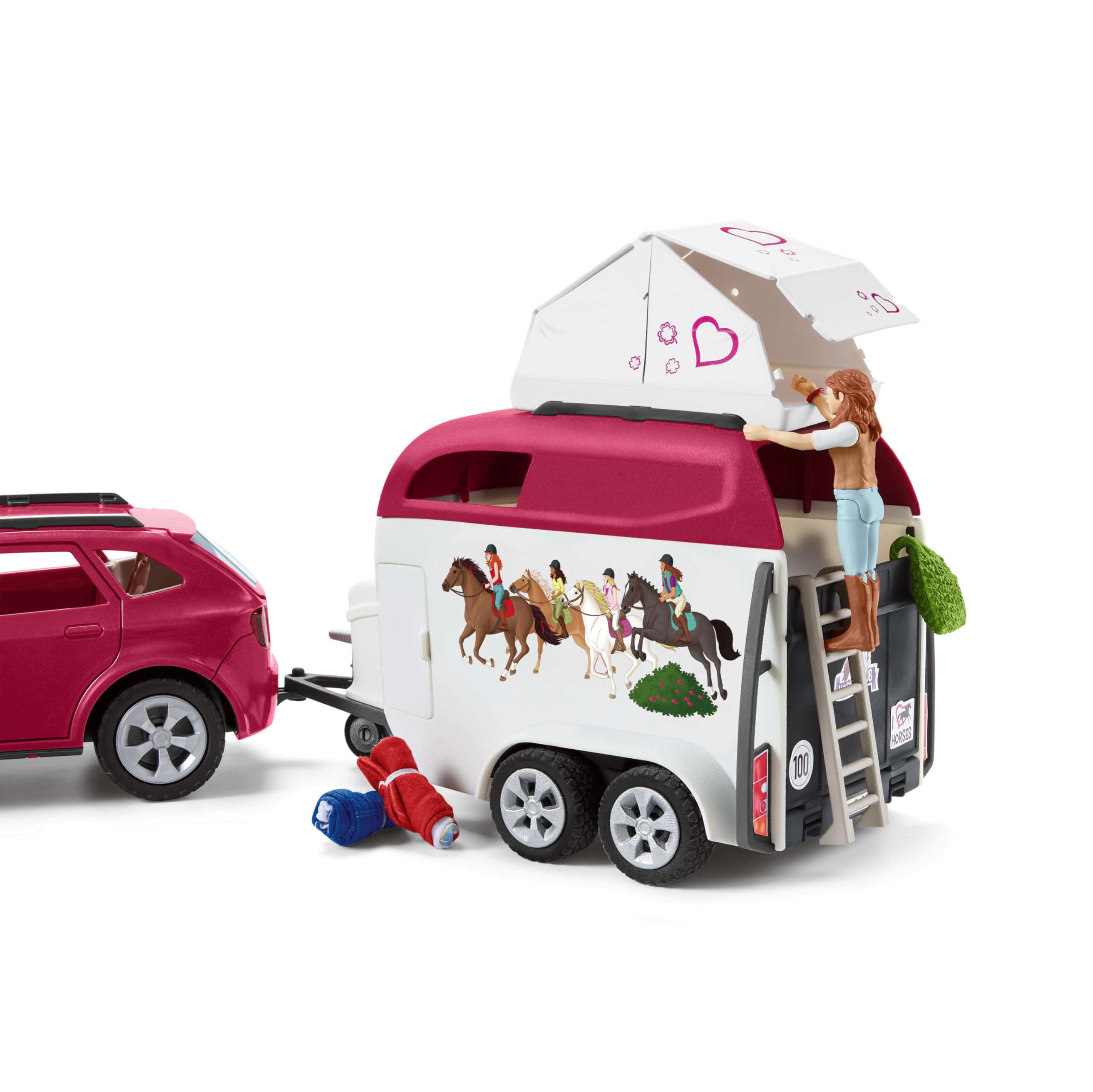 schleich HORSE CLUB | Abenteuer mit Auto und Pferdeanhänger 42535 | mit Hannah, Papa, Pferd und Zubehör | Geschenk für Mädchen und Jungen | Pferde Spielzeug für Kinder ab 5 Jahren | Set aus 110 Teilen
