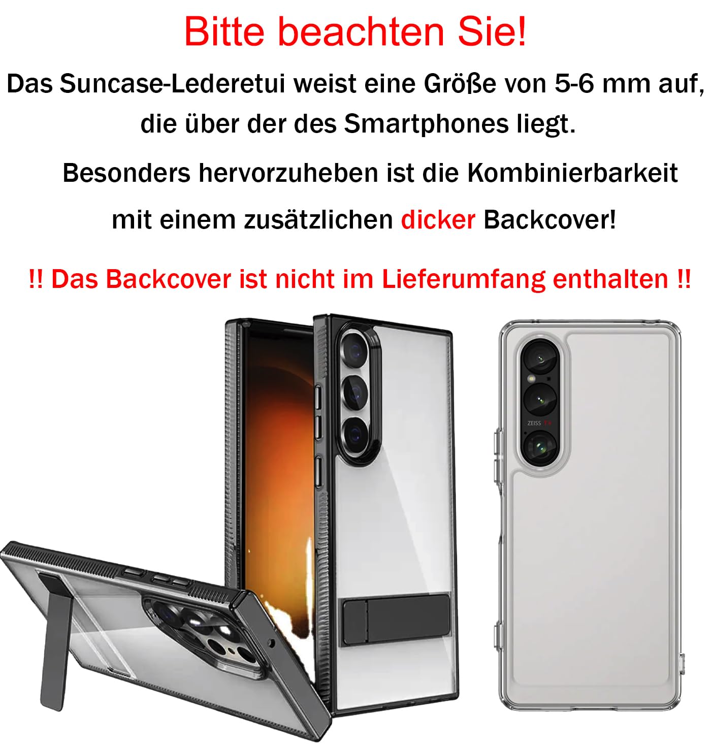 Suncase Prawdziwy skórzany pokrowiec etui kompatybilne z Sony Xperia 1 VII Wymiary wewnętrzne: ok. 166 x 78 x 15 mm (pasuje do dodatkowego grubszego silikonu Case/Bumper/Backcover) w kolorze antycznym