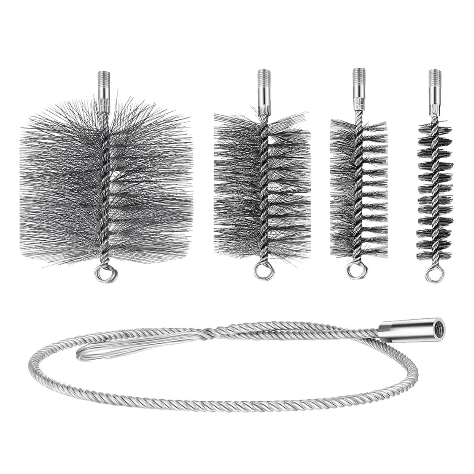 Elnwnnkc 5 Piece Set Wire Chimney Cleaning Brush Set Rust Removal Power Tool For Tube Pipe Cleaning Ensuring Unrestricted Airflows Enduring Rust Removal Power Tool