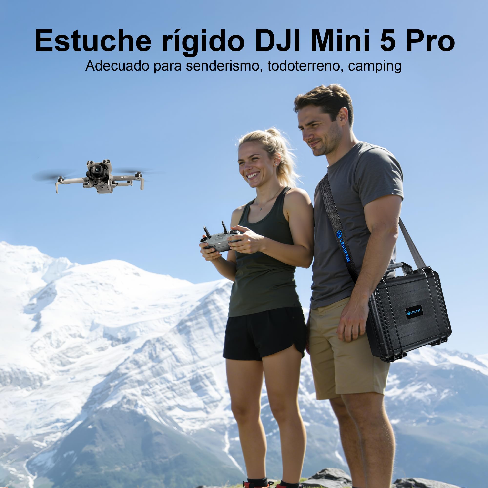 LEKUFEE Impermeable Maleta para dron dji Mini 5 Pro/4 Pro/Mini 3,dji RC 2/RC /N2/ N1 y Accesorios (Solo Estuche)