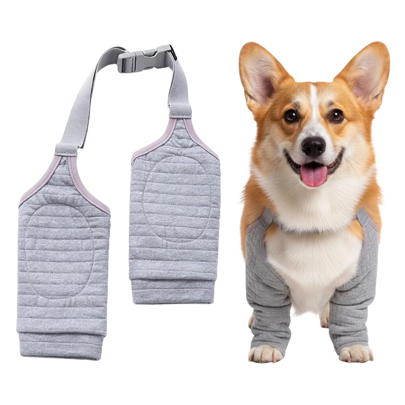 Tniytru Dog Leg Wound Protector, Dog Elbow Protector for Injury Recovery, Durable Leg Brace Support, Grey XL Size 19x15 cm, Suitable for Various Dog Breeds During Activity and Rest Periods