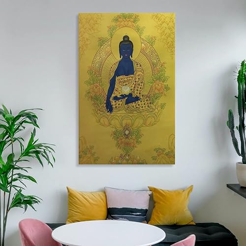Miniatura 6 de Pintura de Buda de medicina, póster Thangka Thangka, póster de arte de pared, lienzo para regalo, impresiones de sala de estar, decoración de
