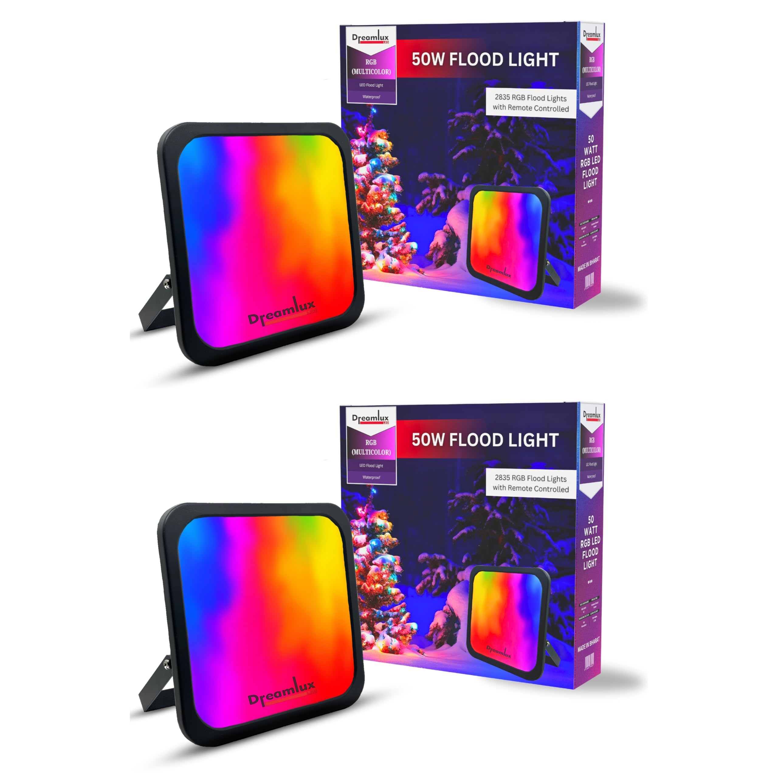 Dreamlux 50 Watt RGB Flood Light Down Chock with Remote Control | Outdoor Lights Waterproof | Ultra Bright | Aluminium Body | 85% Energy Saving,Durability,Energy Efficient - 50W RGB, Pack-02Pc (B0CVW4JZXZ) Amazon Price History, Amazon Price Tracker