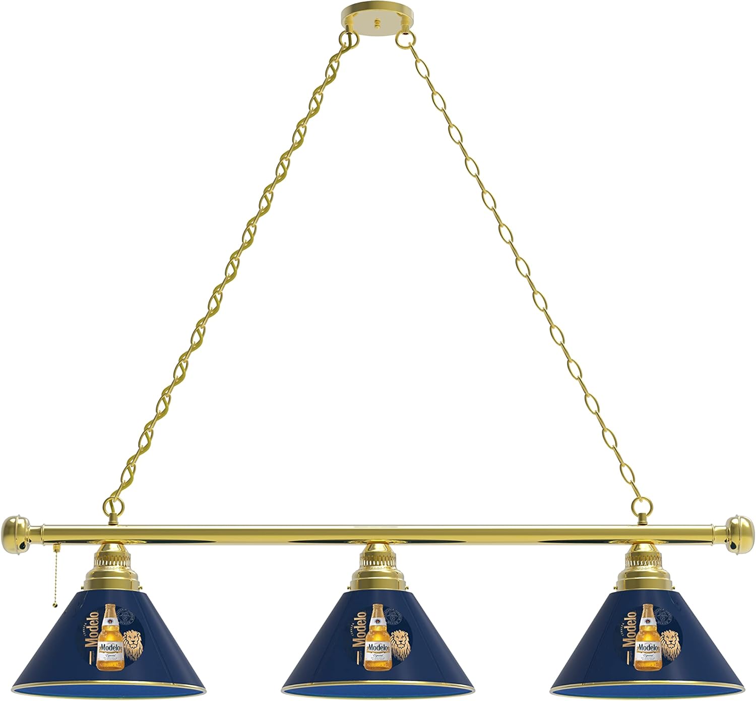 Holland Bar Stool Co. Indoor Modern Bright Ceiling Pendant Lighting Shade Modelo (Btl) 3 Shade Billiard Light with Brass Fixture