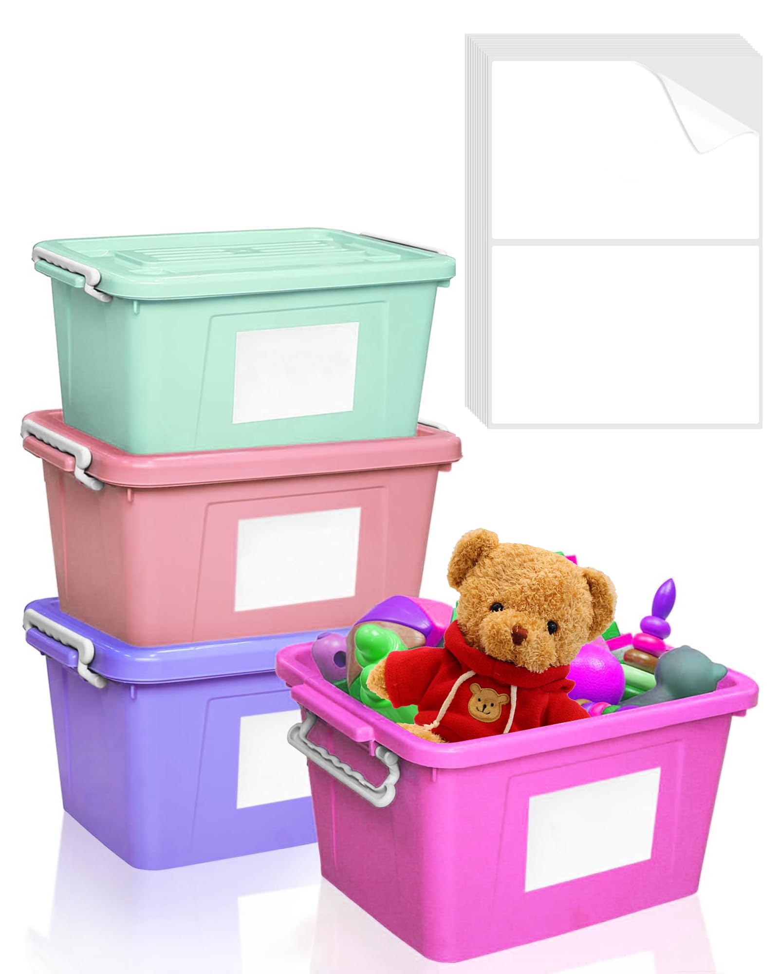 QUJUFIND 60PCS Labels for Storage Bins, 6 X 4 Inch Removable Labels for Storage Bins, Tear Resistant No Residue, Matte White Blank Box Labels for Home