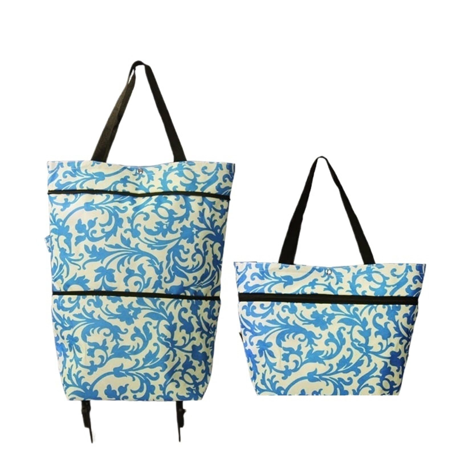 Bolsa De La Compra Plegable con Ruedas Bolso de Compras Plegable con Rueda for Viaje, Bolso Estampado, Estilo Informal for el hogar, 1 ud.(Blue Morning Glory)