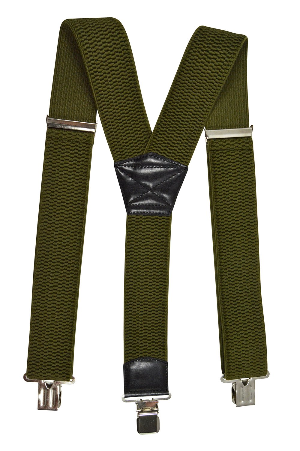 Olata Men's Heavy Duty Y-Shape Braces/Suspenders with Extra Wide Straps - 5cm. Olive Green