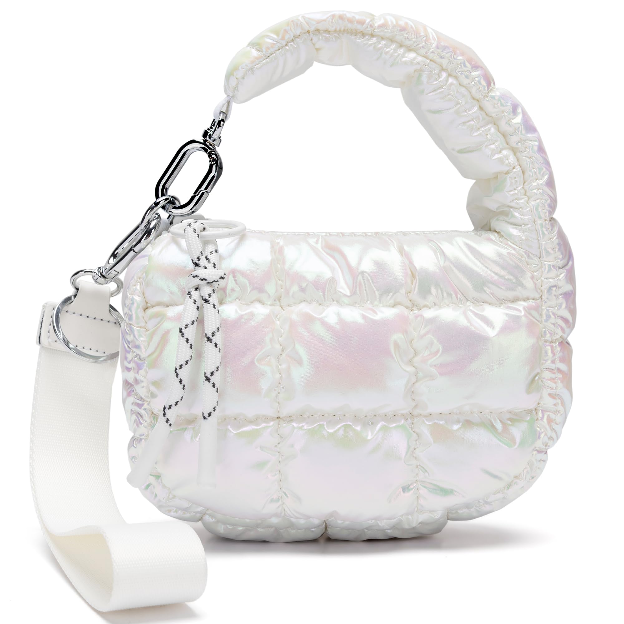 Mini Quilted Wristlet Bag for Women, Puffer Handbags,Evening Bags,Charm Lipstick Bag,Cute bag Charm for Gift
