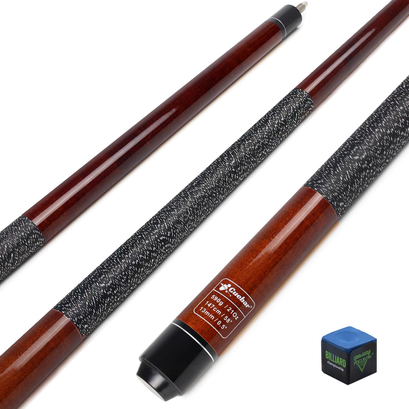 Pool Stick for Adults - 58-Inch 2-Piece Maple Billiard Cue with 13mm Tip & Linen Grip - Choose from 8 Colors & 4 Weights (18-21oz) for Home Bar or Game Room
