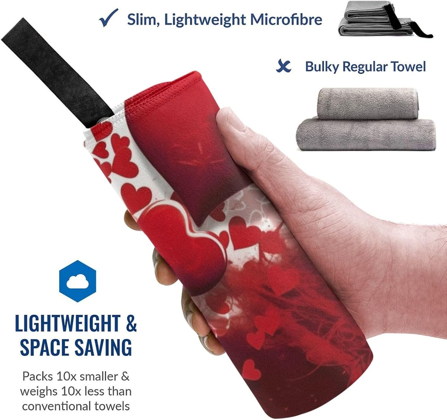 Valentine Day Printed Microfiber Travel Towel,Camping Towel,Quick Dry,Soft Lightweight for Gym,Hiking,Yoga,Backpacking