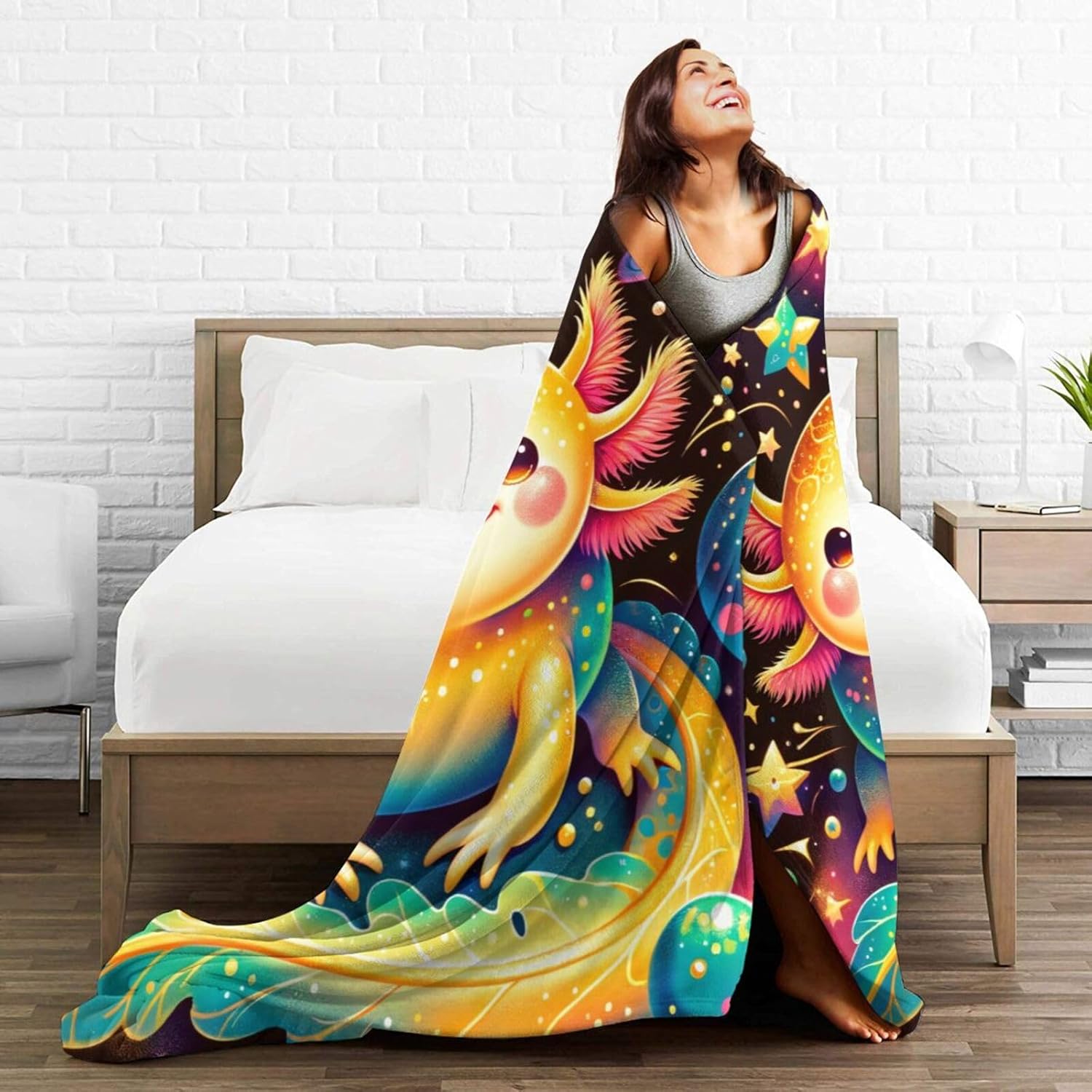 Axolotl Blanket for Boys Girls, Cute Axolotl Themed Design Printed Throw Blankets for Kids Lap, Chair Sofa, Warm Soft Cozy Blanket, 40"x 50" - Image 5