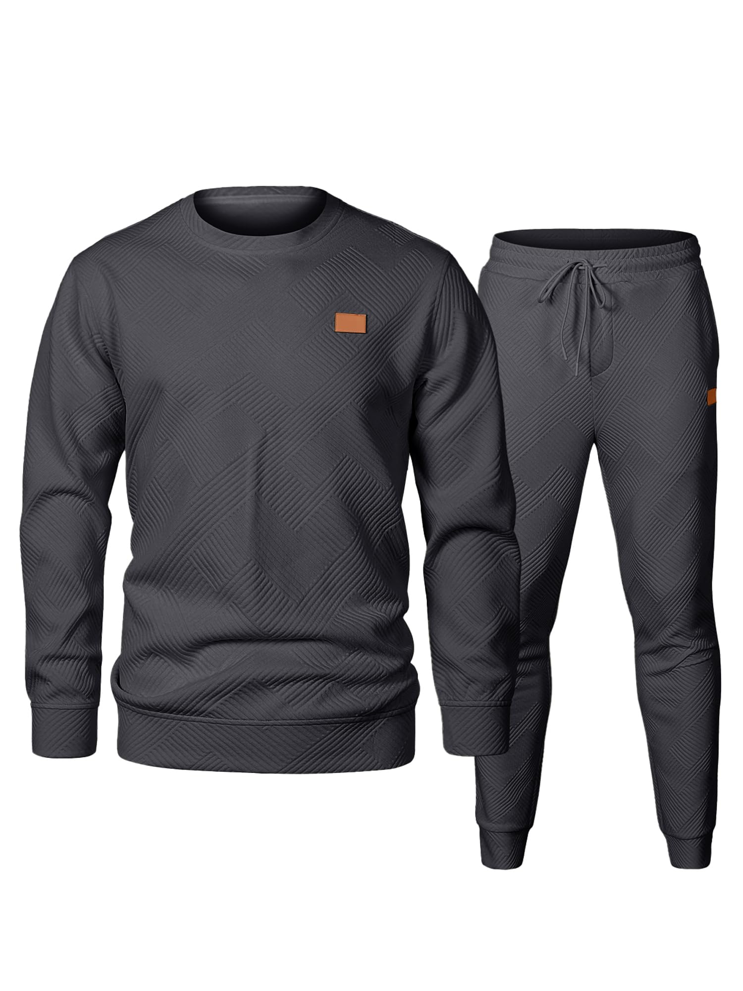 JMIERR Mens 2 Piece Outfits Knit Jacquard Pullover Sweatshirt Tracksuit Joggers Sweatpants Sweatsuit Sets with Pockets