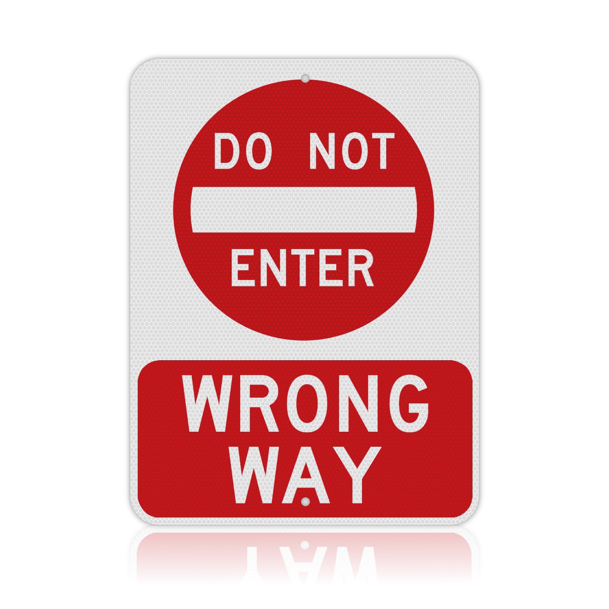 OLANZU 24 x 18 inch "Do Not Enter - Wrong Way" Metal Sign,60 mil High Intensity Prismatic Aluminum - Honeycomb Reflective Metal Do Not Enter Signs -