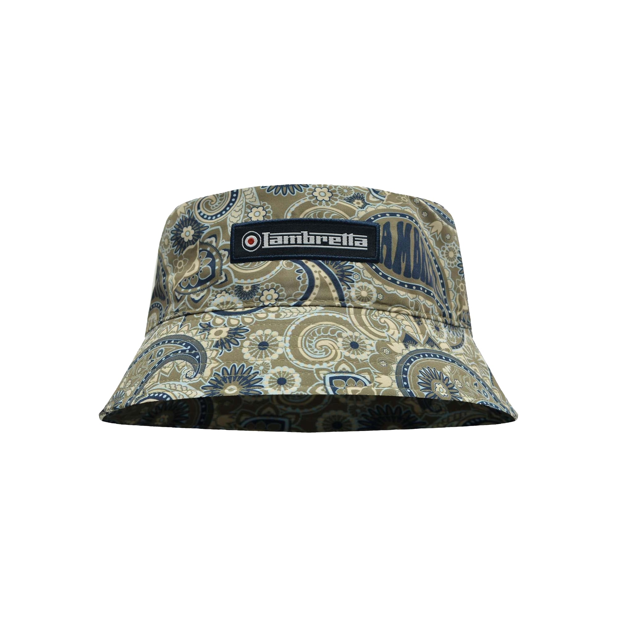 Lambretta Mens Paisley Summer Festival Bucket Hat - Khaki