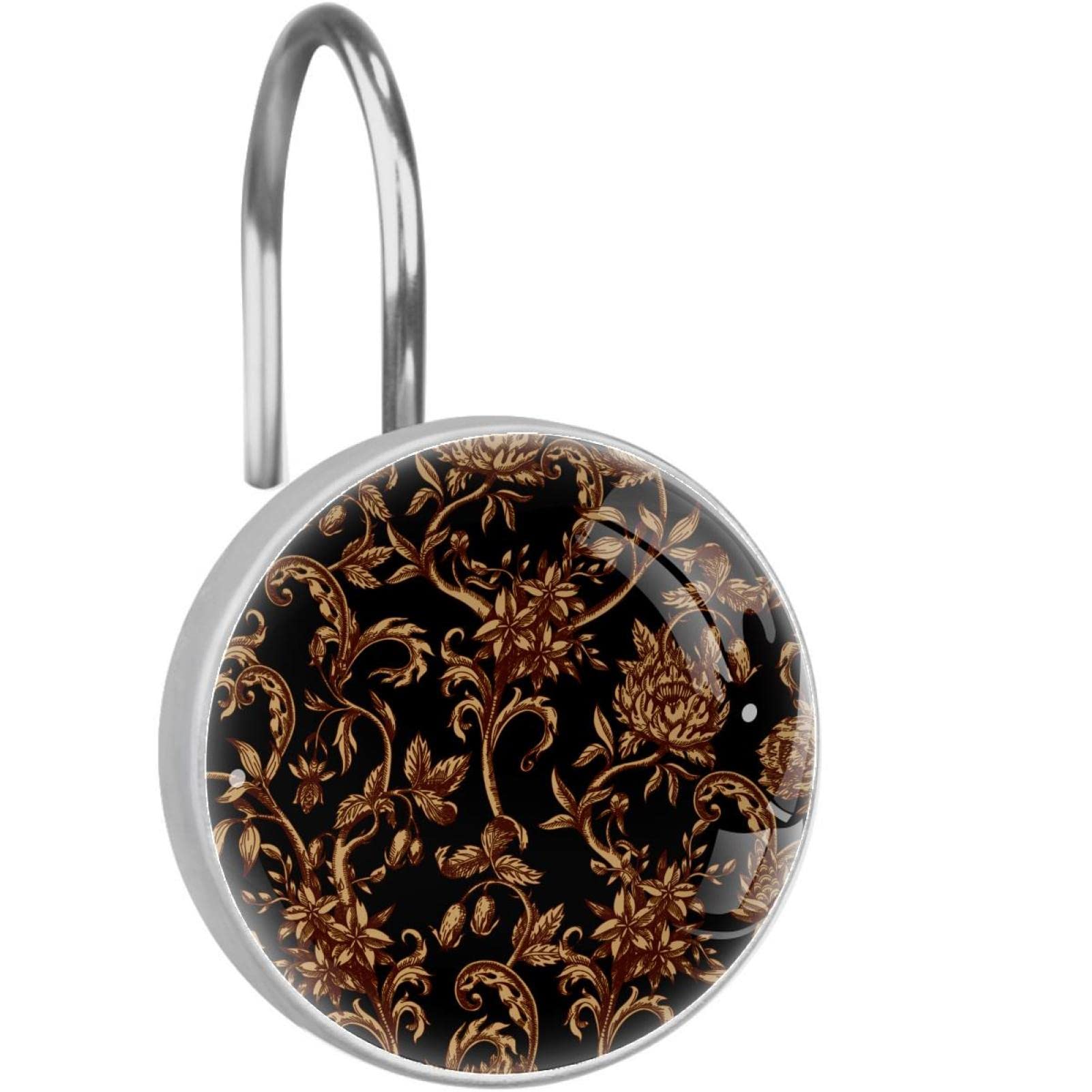 Crochets rideau de douche cristal fleur rétro chic pour salle de bain élégante