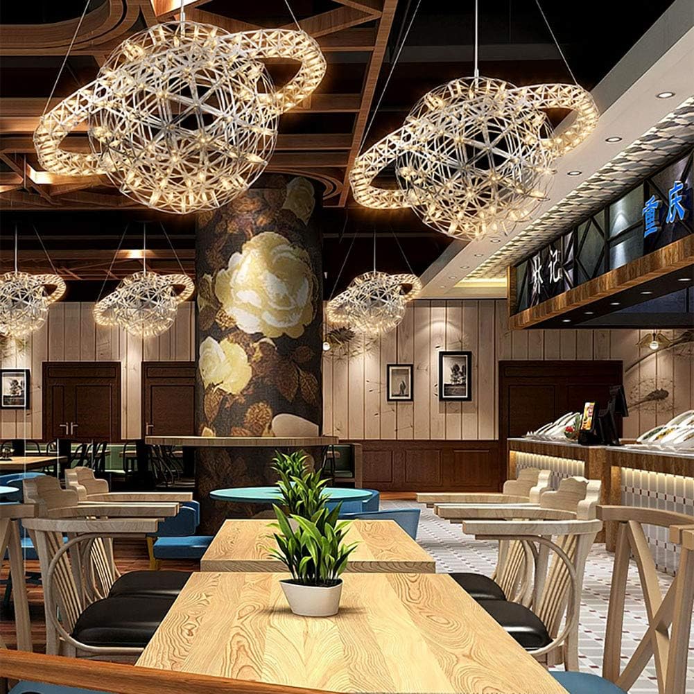 Creative Ring Spark Ball Lamps,Gypsophila Stainless Steel Lamps,Led Nordic Creative Art Gypsophila Lamps,Stairs Restaurants Cafes Clothing Stores Alamedas Hotels-White 40+20cm