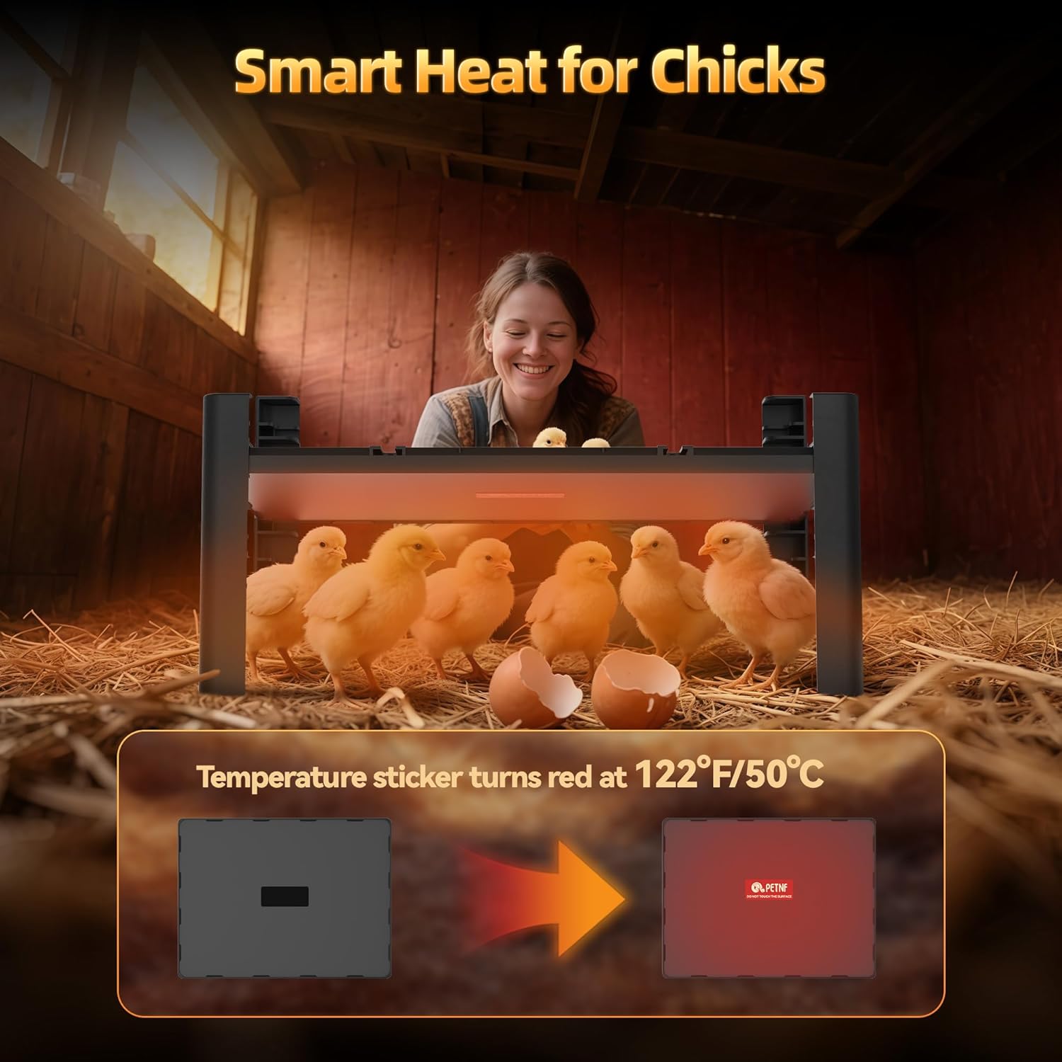 Brooder Plate for Chicks – Adjustable Chick Heat Plate, Heat Plate for Chicks with 95–167℉ Temperature Control, Height Adjustable Chicken Brooder Heater, Anti-Roost Design, Safe ABS Chick Brooder