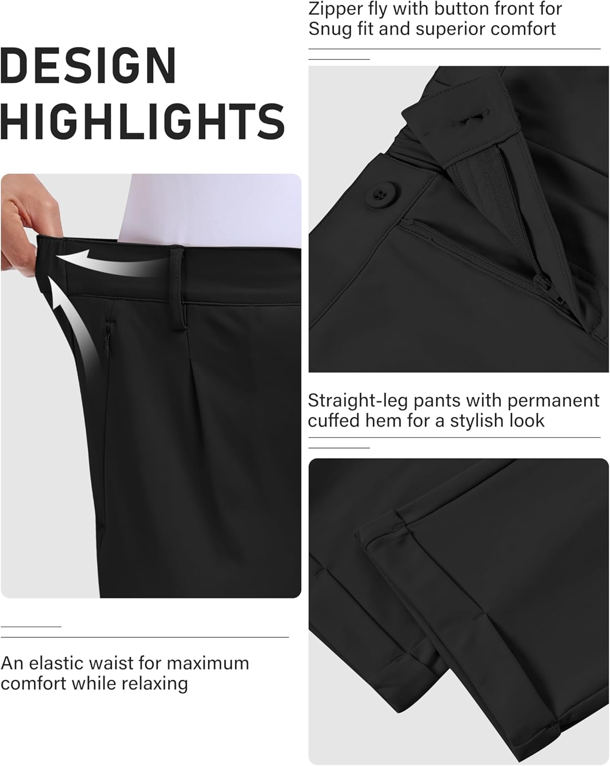 MoFiz Women's Golf Pants Stretch Work Ankle Pant Elastic Waist Business Dress Pant with Zipper Pockets for Casual Travel Wear - Image 4