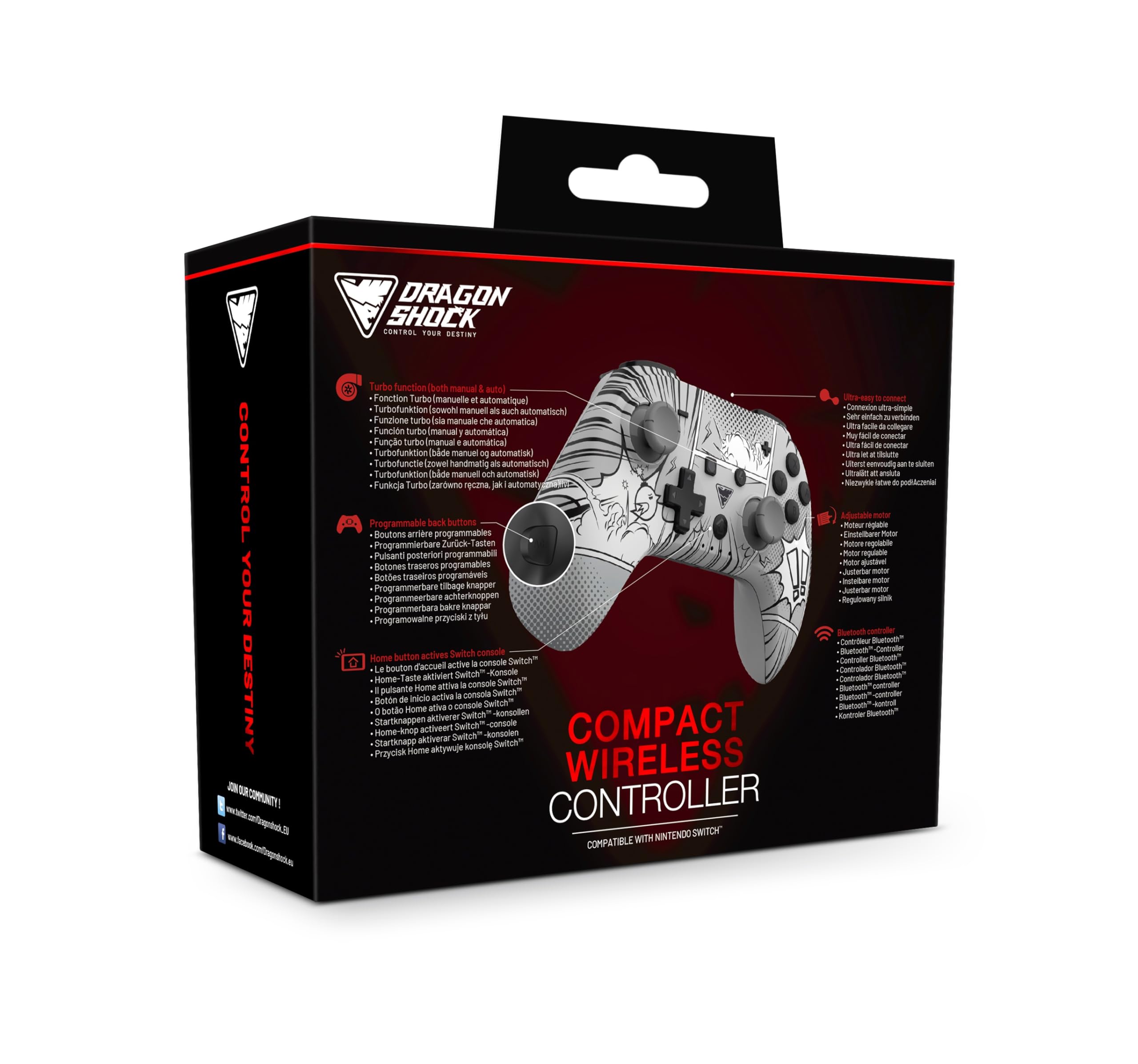 DragonShock - PopTop - Manette compacte sans fil Bluetooth compatible Nintendo Switch - Switch OLED - PC - Android