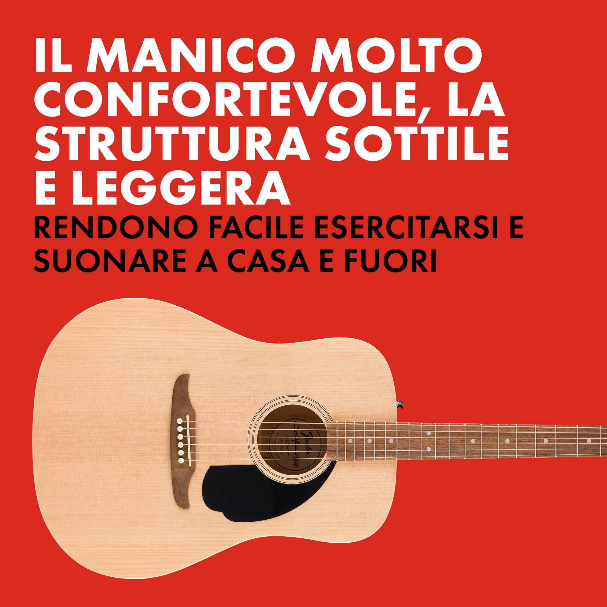 Fender chitarra acustica CA Debut Redondo Natural gig bag tracolla plettri stand