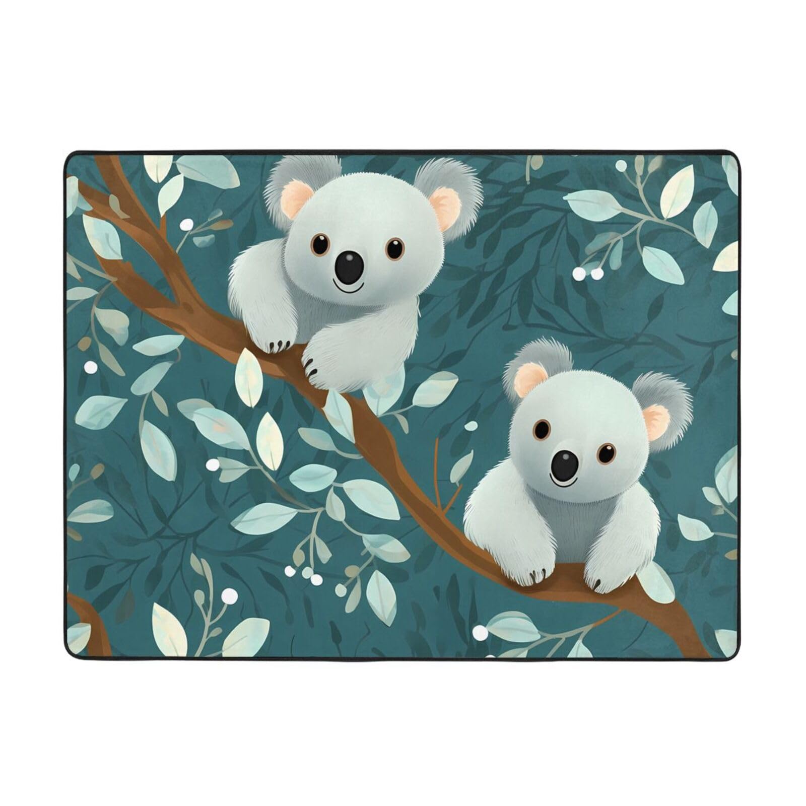 Tapis imprimé koala 160 x 121 cm doux pour chambre enfant