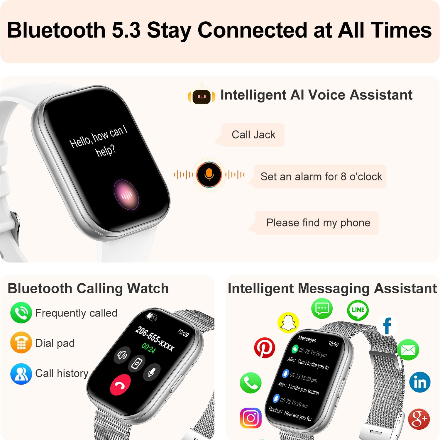 Orologio intelligente da donna per rispondere e effettuare chiamate, fitness tracker HD da 4,45 cm con oltre 120 modalità sportive, monitoraggio del sonno, frequenza cardiaca SpO2