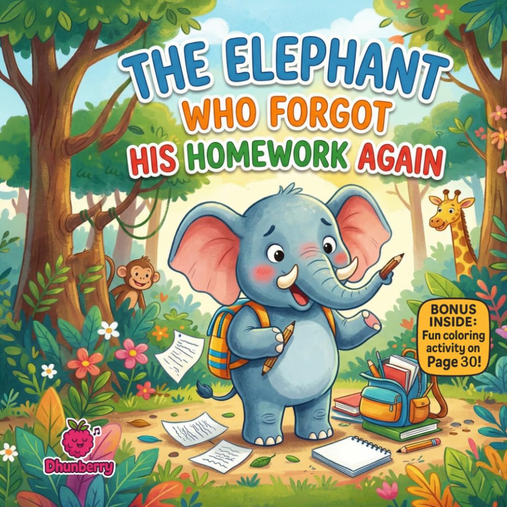 The Elephant Who Forgot His Homework Again: A Funny Rhyming Picture Book About Responsibility, School Routines, and Remembering Homework