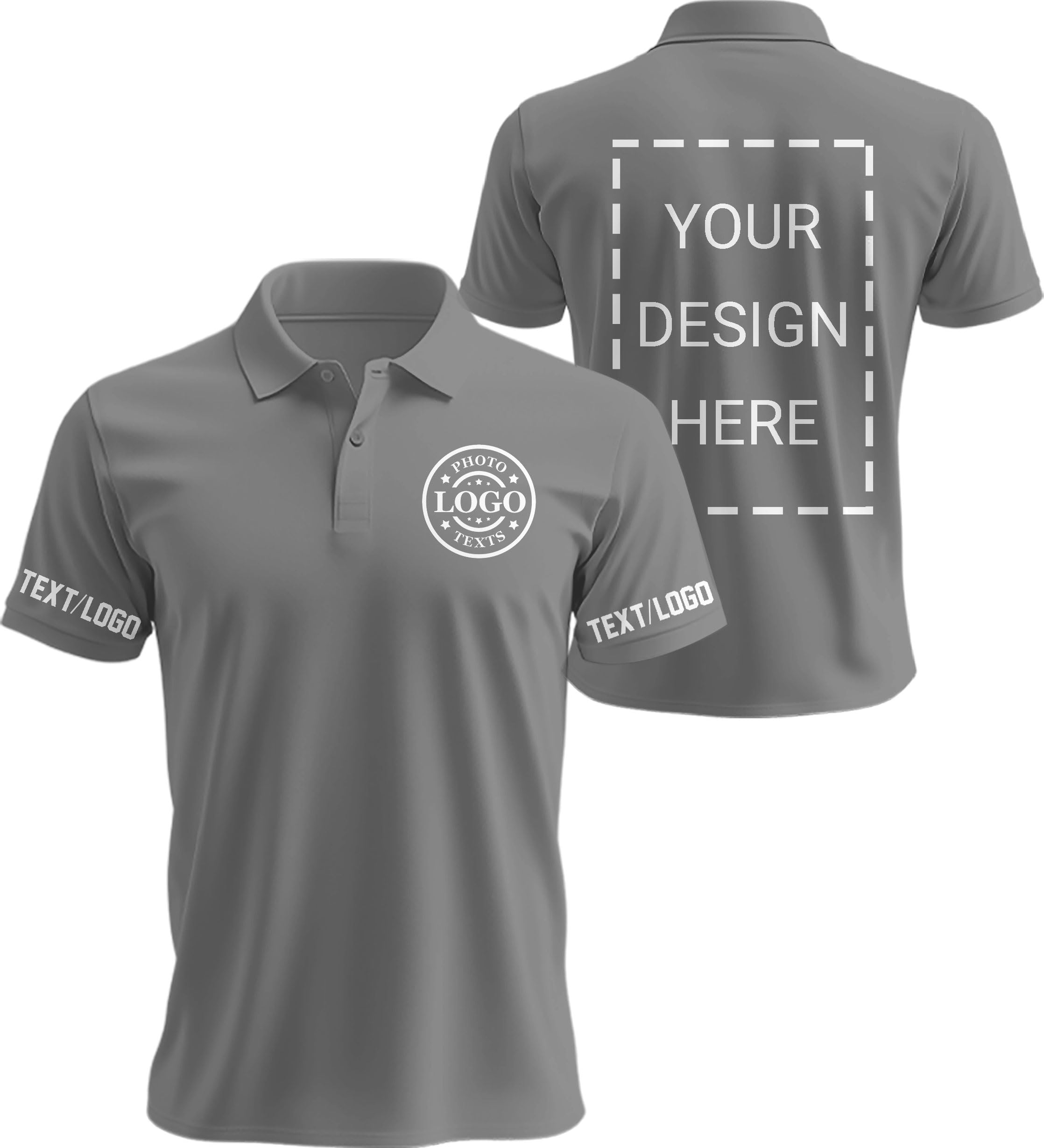 Custom Golf Polo Shirts for Unisex Adult, Design Your Own Golf Jersey Personalized Gifts 4 Sides Printed