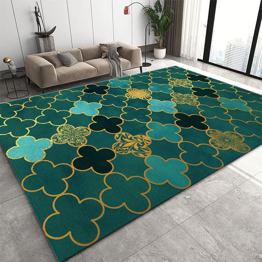 Tapis anti-dérapant fleur géométrique 60x90cm pour sécuriser le sol du salon