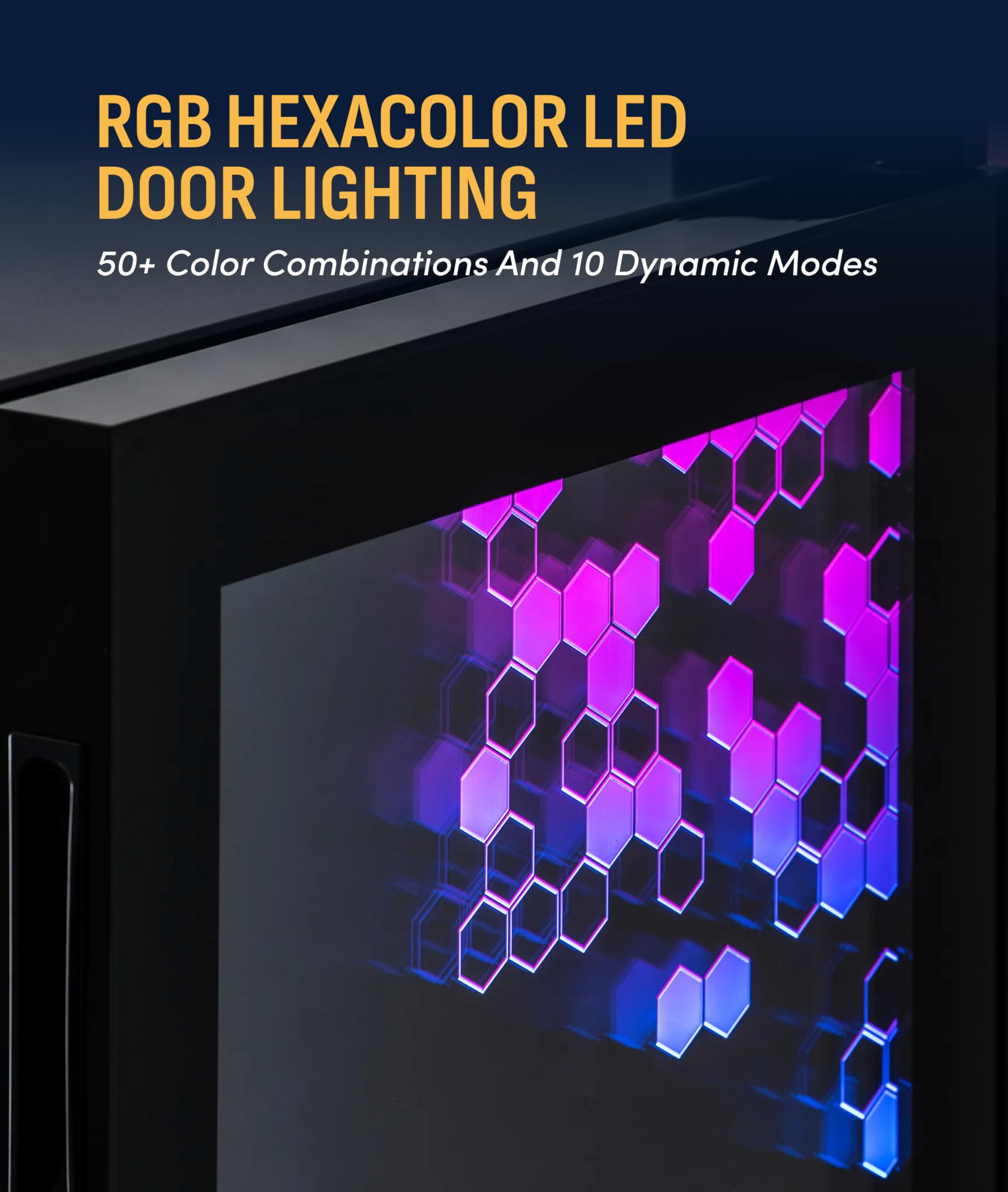 NewAir 85 Can Beverage Refrigerator With Hexacolor LED Lights | Small Mini Fridge For Bedroom, Gaming Room, Or Office | Remote Controlled Lighting & Quiet Cooling on Fridge.com - View 6