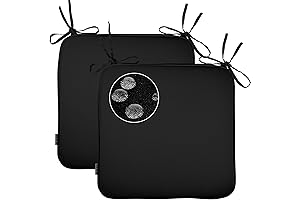 15x15 Outdoor Waterproof Seat Cushions,Set of 2, Black Pad for Home Garden...
