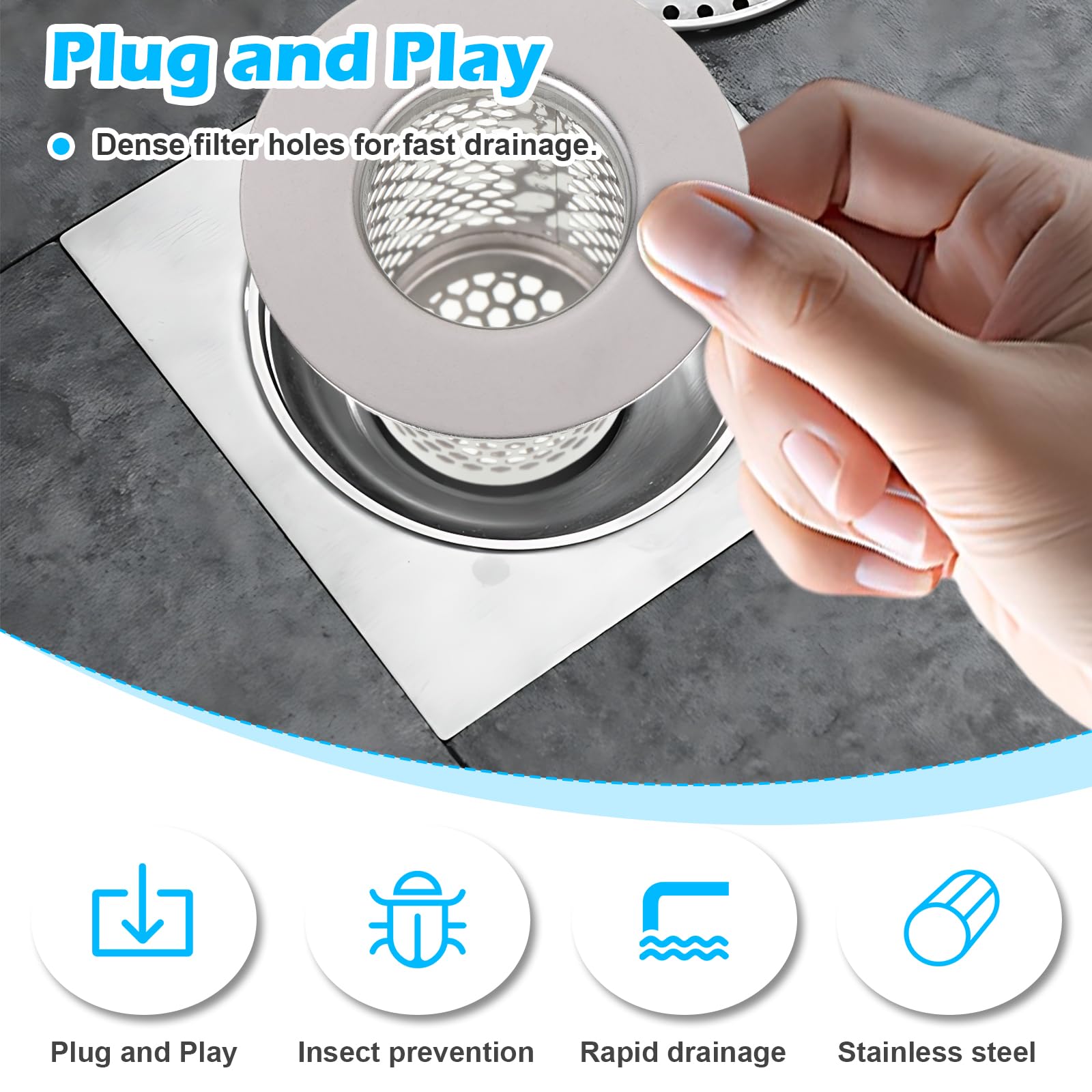 LINTRA Haarfänger 100mm - Edelstahl Abflusssieb Für Dusche, Badewanne & Waschbecken