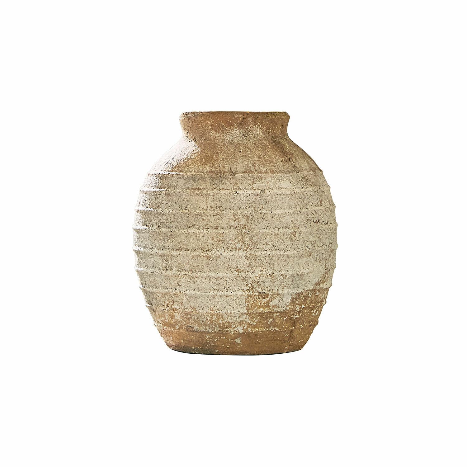Loberon Sibinna Vase - Dimensions généreuses - pour des Fleurs fraîches ou des Bouquets de Fleurs séchées, Marron/Blanc