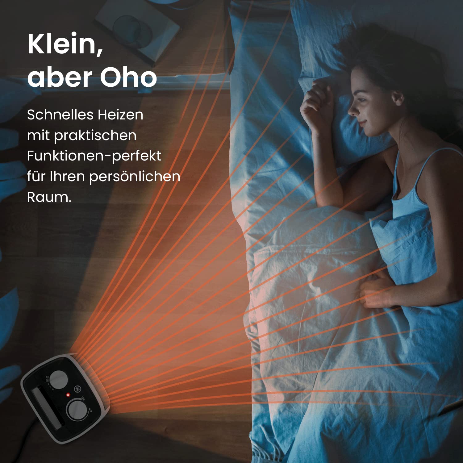 Pro Breeze 2000W Mini Keramik Heizlüfter mit automatischer Oszillation, Zwei Leistungsstufen, leise Elektroheizung Weiß