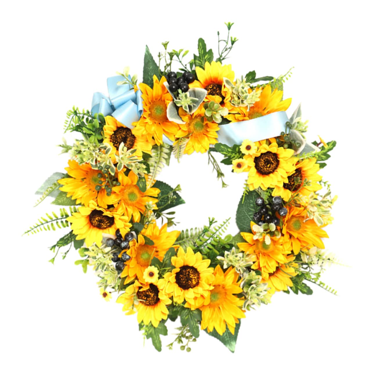 PRETYZOOM 1pezzi Ghirlanda Decorativa per Porta Girasoli Artificiali Ghirlanda di Fiori Decorazione Fatta Mano per Interni e Esterni