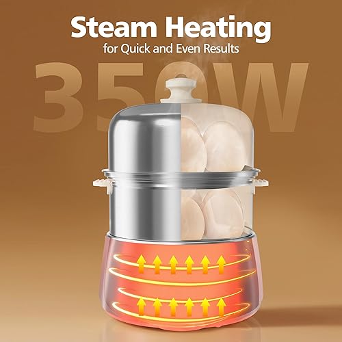 Miniatura 4 de Olla para huevos duros  Caldera rápida de huevos de acero inoxidable para 14 huevos con temporizador de 30 minutos y apagado automático, vaporizador