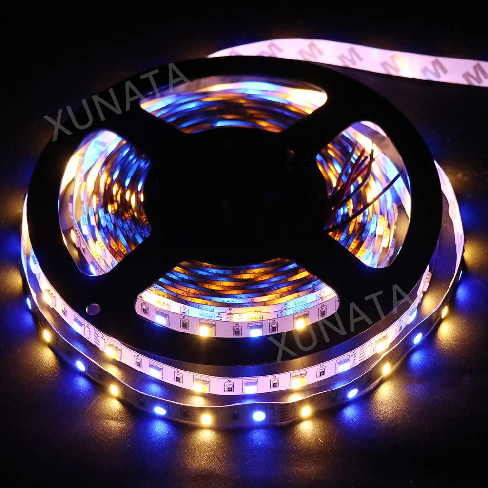 Gql Rgbww (Rgb+Warm White) 5M Rgbww Led Strip, 12V Smd 5050 300 Led Rope Lights, Self-Adhesive Tape Ribbon Low-Voltage For Home Kitchen Cabinet Tv Backlight Decoration (Rgbww, Ip65 Waterproof)