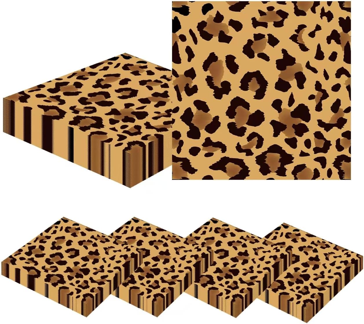 50Pcs Party Napkins Leopard Print Theme Party Paper Napkins Safari Paper Napkins Set Animal Paper Luncheon Napkins Animal Leopard Theme Party Supplies (50)