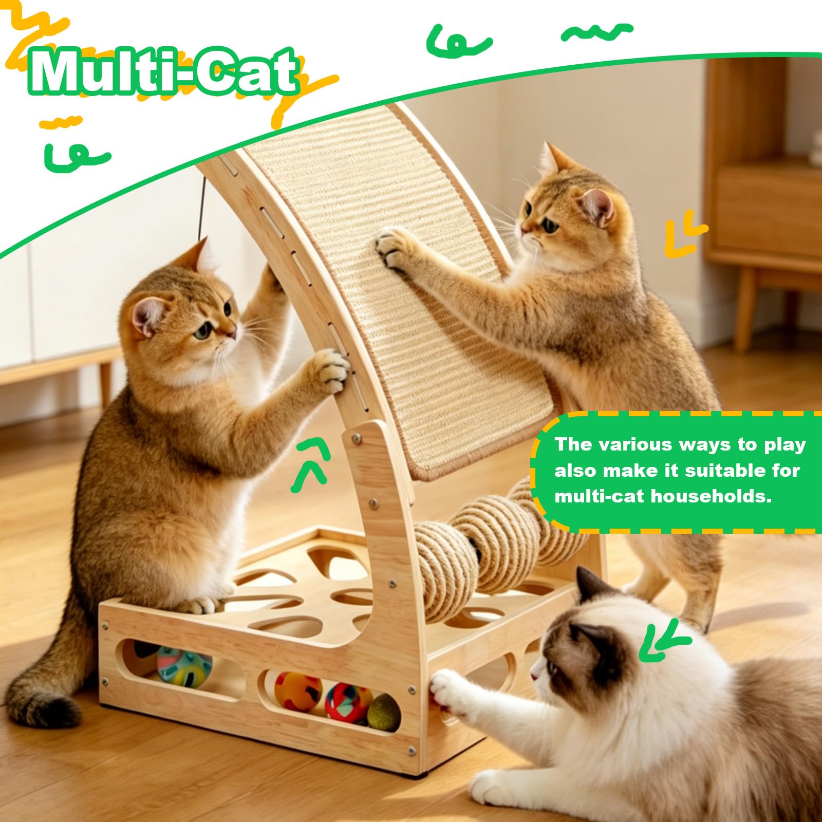 Katzen Kratzbrett, Kratzball Für Katzen, Abnehmbar Sisalmatte, intelligenzspielzeug, katzenspielzeug selbstbeschäftigung