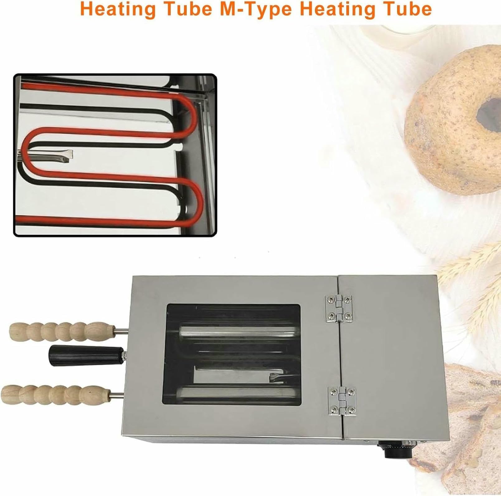 Horno Eléctrico para Rollos De Pastel De Chimenea, con Temperatura Ajustable, Tambor Giratorio Automático Y Bandeja Recogegotas Extraíble.