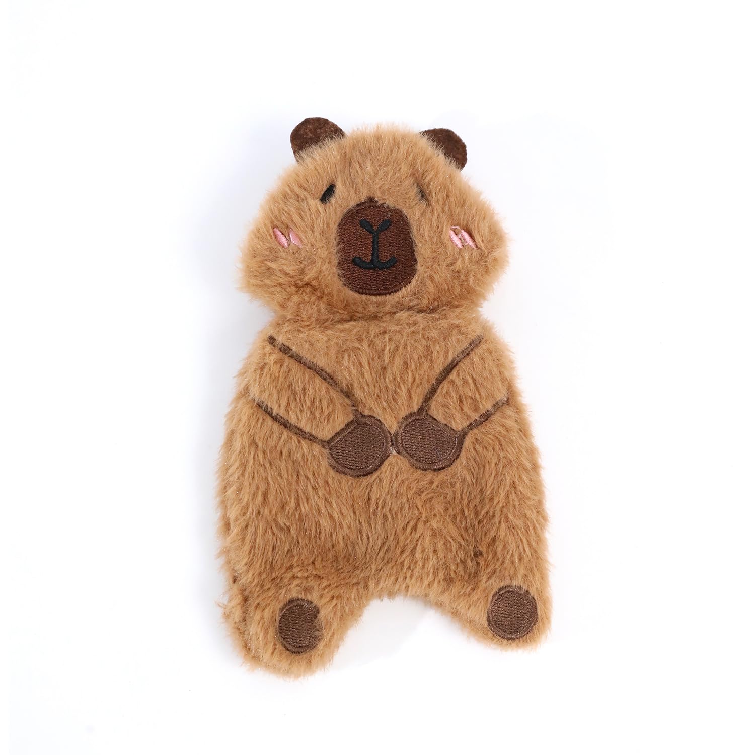 Plush Squeaky Crinkle Bear Dog Toy Durable Interactive Chew Toy with Dual Sounds Cute Embroidered Design for Small